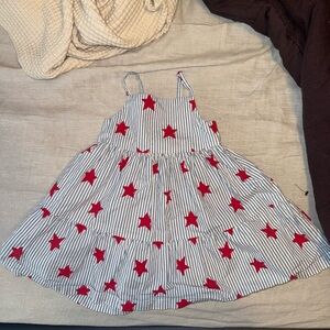 4th of July Carter's Blue and White Striped Dress with Red Stars